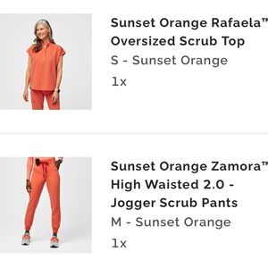 Figs Scrubs Set - Sunset Orange